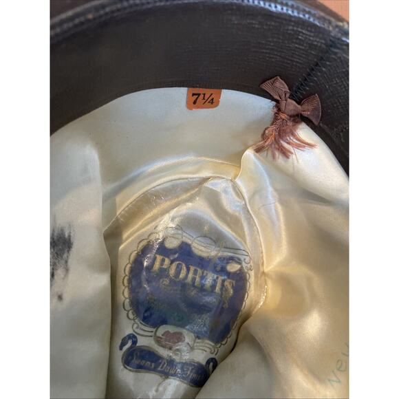 Vtg PORTIS Fedora Hat Sz 7 1/4 Swans Down Finish Swans Water Repellant Finish - Picture 10 of 13
